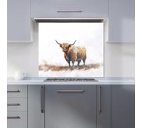 Warren Reed Designer Highland Cow Watercolour Kitchen Splashback