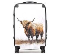 Warren Reed - Designer Highland Cow Watercolour Suitcase - Lightweight Hard Case, TSA Lock, 4 Spinner Wheels