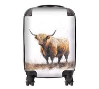 Warren Reed - Designer Highland Cow Watercolour Suitcase - Lightweight Hard Case, TSA Lock, 4 Spinner Wheels