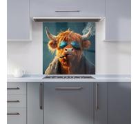 Warren Reed Designer Highland Cow With Glasses Kitchen Splashback