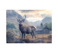Warren Reed - Designer Highland Stag By The Cottage Chopping Board Warren Reed - Designer Multicolor