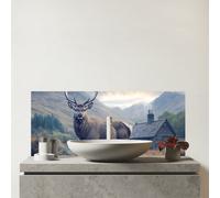 Warren Reed - Designer Highland Stag By The Cottage Glass Bathroom Splashback Warren Reed - Designer Multicolor