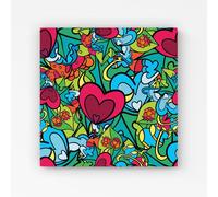 Warren Reed - Designer Hippie Psychedelic Pattern Canvas in Blue | Size: w40 inch x h40 inch Warren Reed - Designer Blue w40 inch x h40 inch