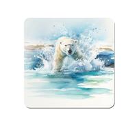Warren Reed - Designer Hunting Polar Bear Watercolour Coasters - Set of 4 in Brown Warren Reed - Designer Brown
