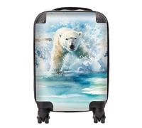 Warren Reed - Designer Hunting Polar Bear Watercolour Suitcase in Brown | Size: Medium Warren Reed - Designer Brown Medium