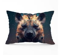 Warren Reed - Designer Hyena Face Splashart Dark Background Cushions in Brown | Size: 60 cm x 60 cm Warren Reed - Designer Brown 60 cm x 60 cm