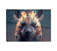 Warren Reed - Designer Hyena Face Splashart Dark Background Glass Chopping Board, Brown