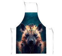 Warren Reed - Designer Hyena Face Splashart Dark Background Junior Apron in Brown Warren Reed - Designer Brown