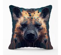 Warren Reed Designer Hyena Face Splashart Dark Background Outdoor Cushion 45Cm X 45Cm