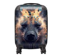 Warren Reed - Designer Hyena Face Splashart Dark Background Suitcase in Brown | Size: Cabin Warren Reed - Designer Brown Cabin