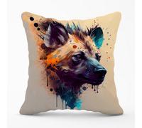 Warren Reed Designer Hyena Face Splashart Light Background Cushions 60Cm X 60Cm