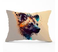 Warren Reed - Designer Hyena Face Splashart Light Background Cushions in Brown | Size: 60 cm x 60 cm Warren Reed - Designer Brown 60 cm x 60 cm