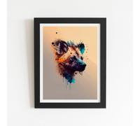 Warren Reed - Designer Hyena Face Splashart Light Background Framed Art Print in Black | Size: W8" x H10" Warren Reed - Designer Black W8" x H10"