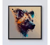 Warren Reed - Designer Hyena Face Splashart Light Background Framed Canvas in Black | Size: w40 inch x h40 inch Warren Reed - Designer Black w40 inch x h40 inch