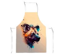 Warren Reed - Designer Hyena Face Splashart Light Background Junior Apron in Brown Warren Reed - Designer Brown