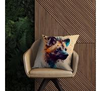 Warren Reed Designer Hyena Face Splashart Light Background Outdoor Cushion 60Cm X 60Cm