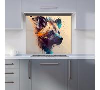 Warren Reed - Designer Hyena Face Splashart Light Background Kitchen Splashback W900Mm X H750Mm, Multi