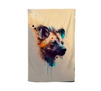Warren Reed - Designer Hyena Face Splashart Light Background Tea Towel in Brown Warren Reed - Designer Brown