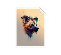 Warren Reed - Designer Hyena Face Splashart Light Background Unframed Art Print | Size: W12" x H16" Warren Reed - Designer Multicolor W12" x H16"