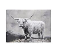 Warren Reed - Designer Ice Silver Highland Cow Chopping Board, Grey
