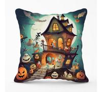 Warren Reed Designer Illustrations A Whimsical Haunted House Cushions 60Cm X 60Cm