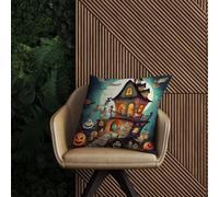 Warren Reed Designer Illustrations A Whimsical Haunted House Outdoor Cushion 60Cm X 60Cm
