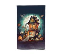 Warren Reed - Designer Illustrations A Whimsical Haunted House Tea Towel in Orange Warren Reed - Designer Orange