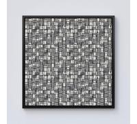 Warren Reed - Designer Irregular Sketched Block Textured Framed Canvas in Black | Size: W16" x H16" Warren Reed - Designer Black W16" x H16"