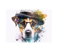 Warren Reed - Designer Jack Russell Dog Splashart Chopping Board, Multi