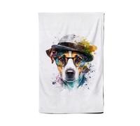 Warren Reed - Designer Jack Russell Dog Splashart Tea Towel Warren Reed - Designer Multicolor