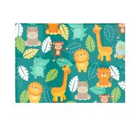 Warren Reed - Designer Jungle Animals Glass Chopping Board, Green