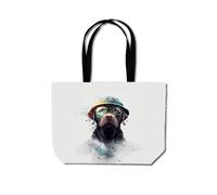 Warren Reed - Designer Labrador Retriever Dog With Glasses Splashart Beach Shopper Tote Bag Warren Reed - Designer Multicolor