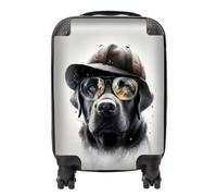 Warren Reed - Designer Labrador Retriever Dog With Hat Splashart Suitcase | Size: Small Warren Reed - Designer Multicolor Small