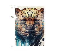 Warren Reed - Designer Leapoard Face Splashart, Light Background Jigsaw Puzzle in Yellow | Size: 1000 Pieces Warren Reed - Designer Yellow 1000 Pieces