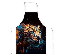 Warren Reed - Designer Leapoard Face Splashart On Dark Background Junior Apron in Yellow Warren Reed - Designer Yellow