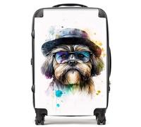Warren Reed - Designer Lhasa Apso Dog Splashart Suitcase - Lightweight Hard Case, TSA Lock, 4 Spinner Wheels