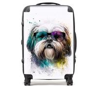 Warren Reed - Designer Lhasa Apso Face Glasses Splashart Suitcase - Lightweight Hard Case, TSA Lock, 4 Spinner Wheels