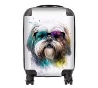 Warren Reed - Designer Lhasa Apso Face Glasses Splashart Suitcase - Lightweight Hard Case, TSA Lock, 4 Spinner Wheels
