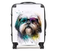 Warren Reed - Designer Lhasa Apso Face Glasses Splashart Suitcase - Lightweight Hard Case, TSA Lock, 4 Spinner Wheels