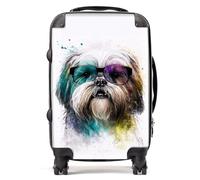 Warren Reed - Designer Lhasa Apso Face Glasses Splashart Suitcase - Lightweight Hard Case, TSA Lock, 4 Spinner Wheels