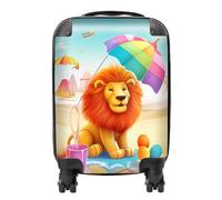 Lion On A Beach Holiday Suitcase Warren Reed - Designer Yellow Small