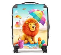 Warren Reed - Designer Lion On A Beach Holiday Suitcase Large, Multi