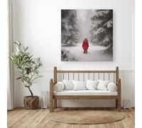 Warren Reed - Designer Little In The Snow Canvas in Red | Size: W30" x H30" Warren Reed - Designer Red W30" x H30"