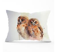 Warren Reed - Designer Loving Tawny Owls Watercolour Cushions in Brown | Size: 33 cm x 48 cm Warren Reed - Designer Brown 33 cm x 48 cm