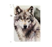 Warren Reed - Designer Loyal Wolf Watercolour Jigsaw Puzzle in Brown | Size: 500 Piece Warren Reed - Designer Brown 500 Piece
