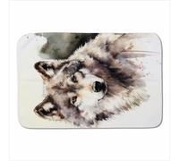 Warren Reed - Designer Loyal Wolf Watercolour Sherpa Blanket in Brown | Size: Large Warren Reed - Designer Brown Large