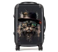 Warren Reed - Designer Maine Coon Cat with Glasses Splashart Suitcase - Lightweight Hard Case, TSA Lock, 4 Spinner Wheels