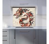 Warren Reed Designer Majestic Chinese Dragon Swirl Kitchen Splashback