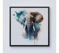 Warren Reed - Designer Majestic Elephant Splashart Framed Canvas in Black | Size: W16" x H16" Warren Reed - Designer Black W16" x H16"