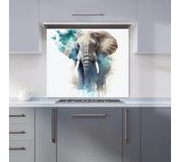 Warren Reed - Designer Majestic Elephant Splashart Kitchen Splashback in Grey | Size: 900mm x 750mm Warren Reed - Designer Grey 900mm x 750mm